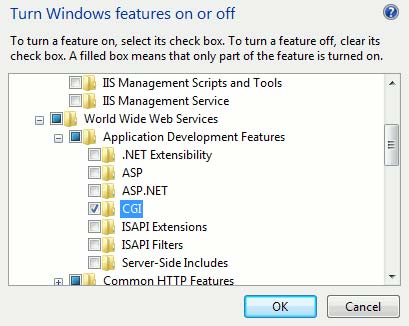 Windows 7 Install/Enable IIS with CGI Support