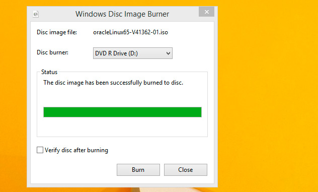 Windows 8 Burn Linux/Unix ISO to CD/DVD - Done