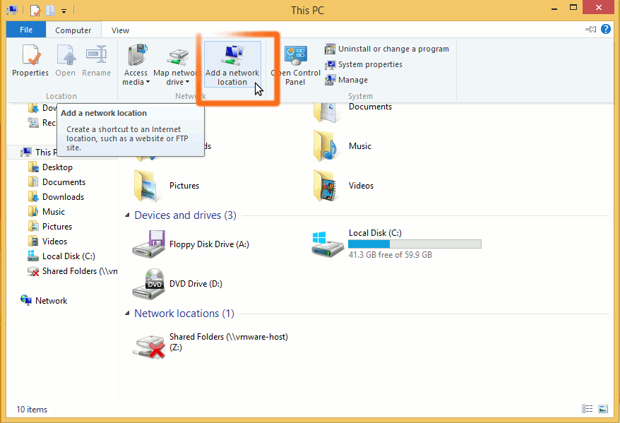 Windows 8 Ubuntu File Sharing on Network with Samba - Add Network Location