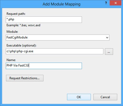 Windows 8 IIS 8 Setup for PHP5 Integration - IIS8 PHP FastCGI Module Setup
