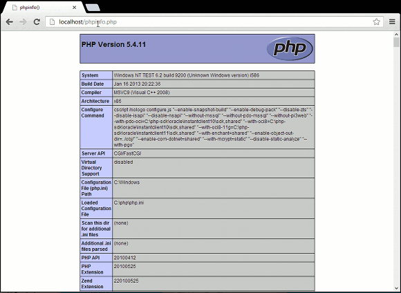 Windows 8 IIS 8 Setup for PHP5 Integration - phpinfo() on Browser