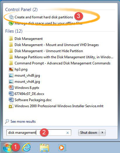 How to chkdsk a Windows 7 Volume with Disk Management Tool - Launching Disk Management Tool