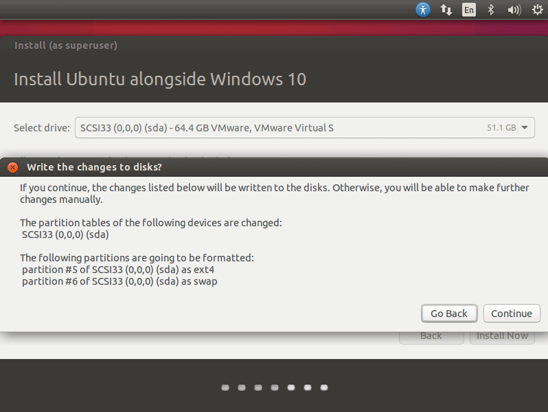 Install Ubuntu 15.10 Wily on Top of Windows 8 - Writing Changes to Disk