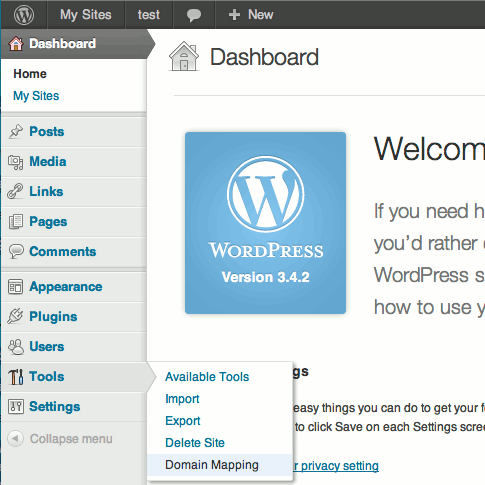 Wordpress Admin Tools Domain Mapping