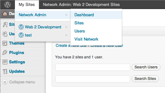 Wordpress Network-Admin Dashboard