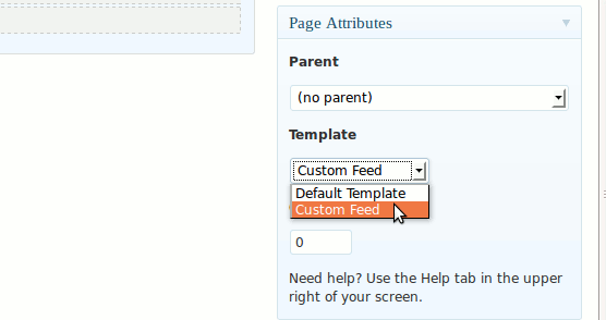 Wordpress Custom RSS Feed - Set Custom Template
