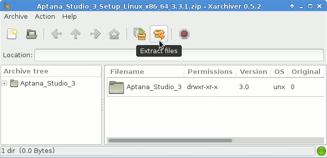 Install Aptana Studio 3 on Xubuntu 14.04 - Archive Extraction