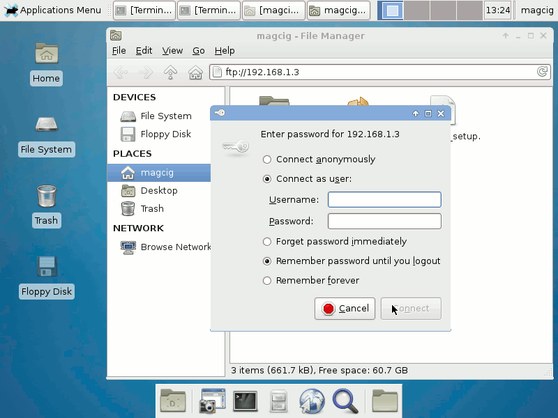 Xfce Thunar File-Manager Ftp Network Remote Browsing
