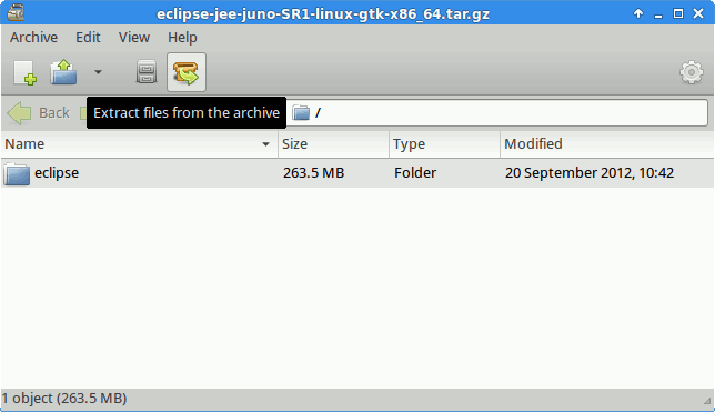 Linux Xubuntu Xfce Eclipse JEE Extraction