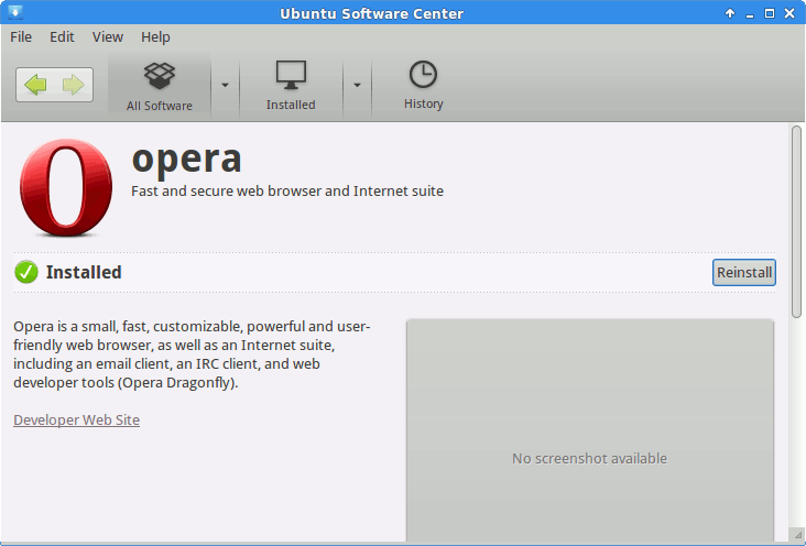 Xubuntu Software Center Installing the Opera Web Browser - Done
