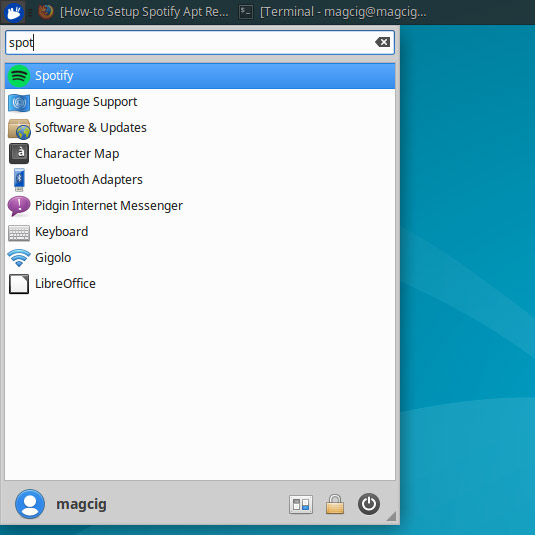 Install Spotify Xubuntu 16.10 Yakkety 32/64-bit - Launcher