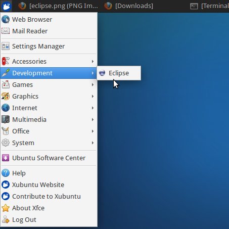 Linux Xubuntu Eclipse Launcher Inserted into Applications Menu